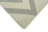 Chevron Pattern Gray and Beige Dhurrie Rug