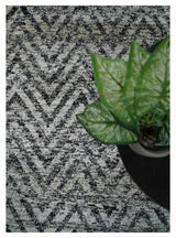 Chevron Silver and Black Shaded 5x8 Bamboo Silk Handwoven Area Rug