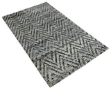 Chevron Silver and Black Shaded 5x8 Bamboo Silk Handwoven Area Rug