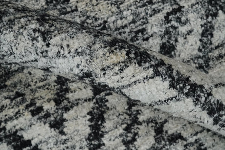 Chevron Silver and Black Shaded 5x8 Bamboo Silk Handwoven Area Rug