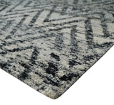 Chevron Silver and Black Shaded 5x8 Bamboo Silk Handwoven Area Rug
