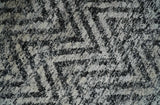 Chevron Silver and Black Shaded 5x8 Bamboo Silk Handwoven Area Rug