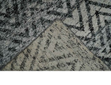 Chevron Silver and Black Shaded 5x8 Bamboo Silk Handwoven Area Rug
