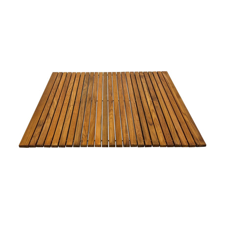 Chiba Teak Shower and Bath String Mat with Rubber Footing 36″ x 36"
