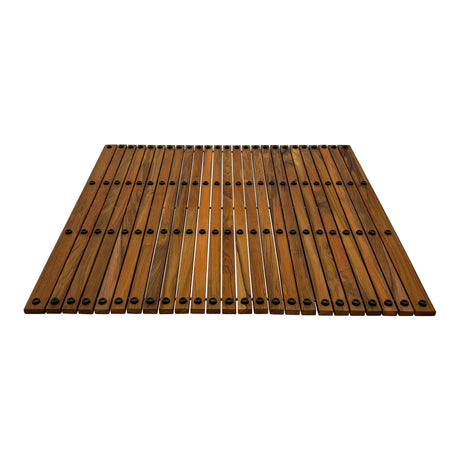 Chiba Teak Shower and Bath String Mat with Rubber Footing 36″ x 36"