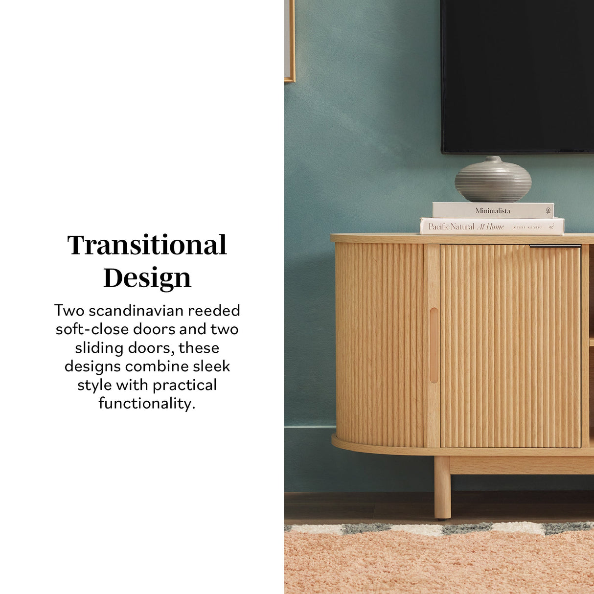 Chloe Modern Reeded TV Stand-Entertainment-Parc Decor