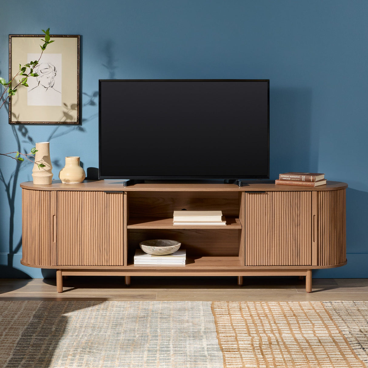 Chloe Modern Reeded TV Stand-Entertainment-Parc Decor