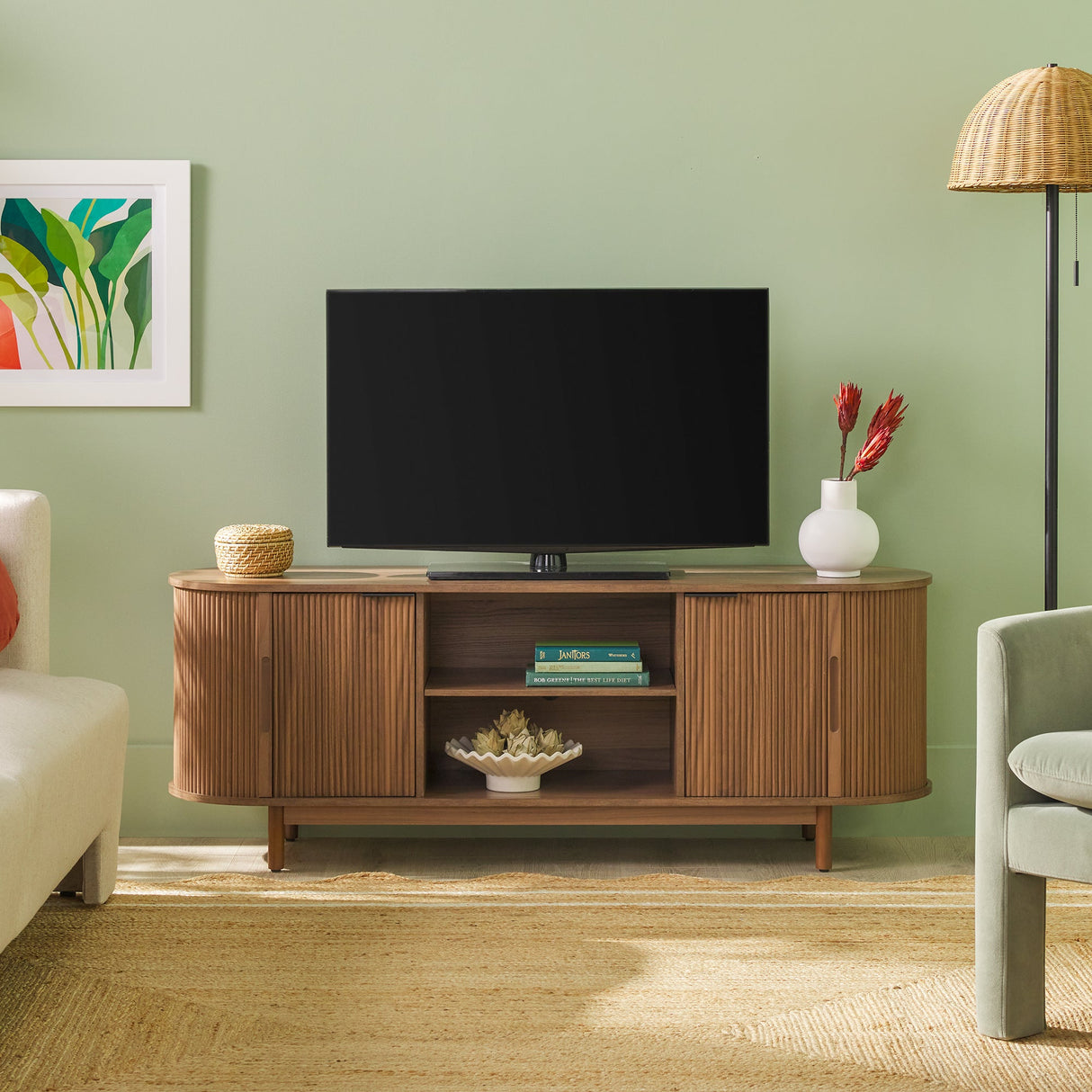 Chloe Modern Reeded TV Stand-Entertainment-Parc Decor