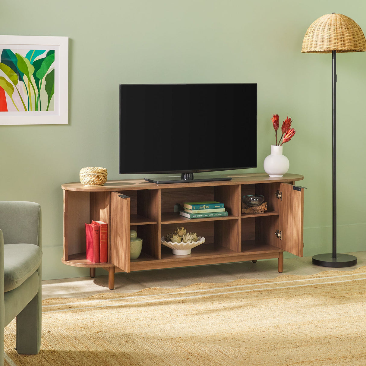 Chloe Modern Reeded TV Stand-Entertainment-Parc Decor