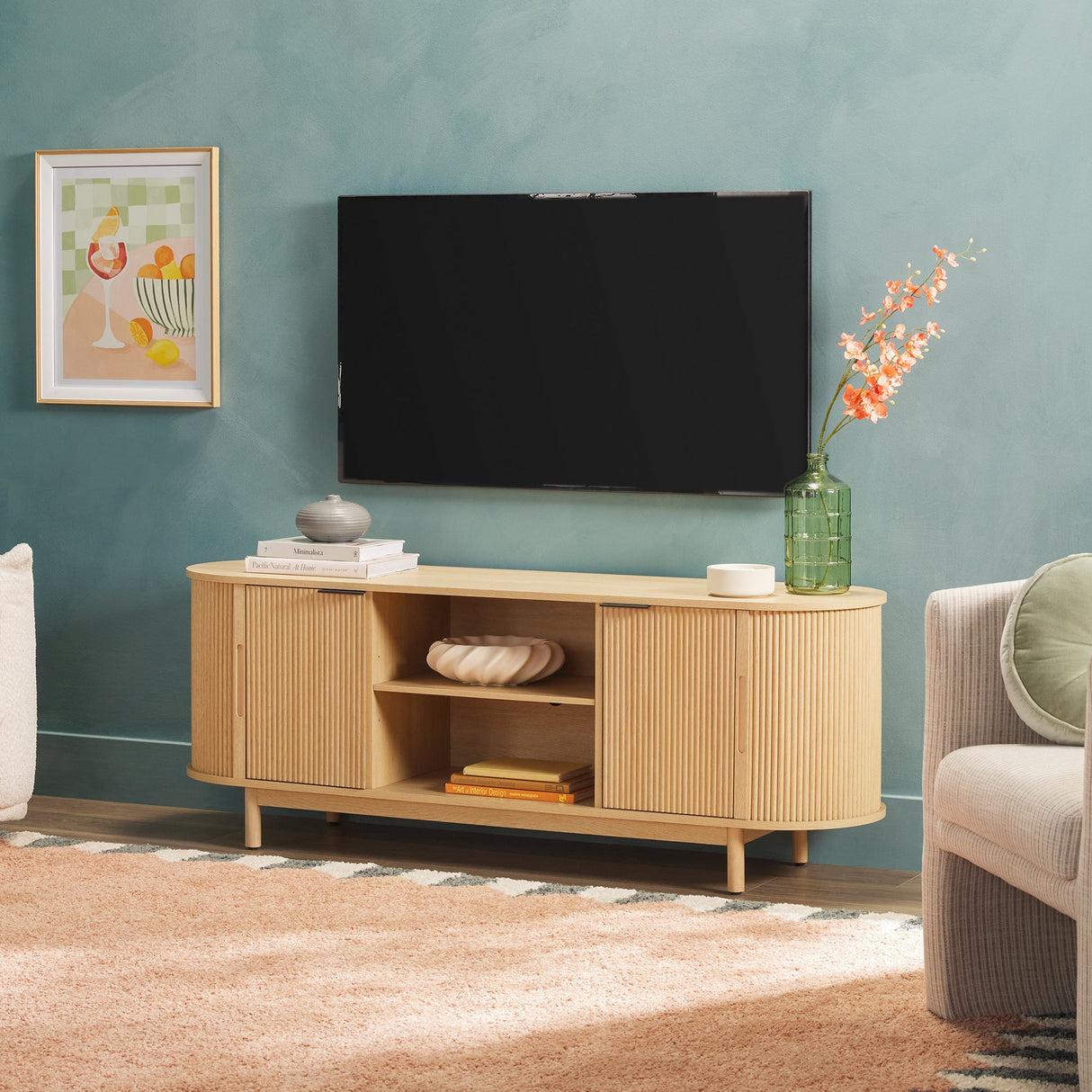 Chloe Modern Reeded TV Stand-Entertainment-Parc Decor