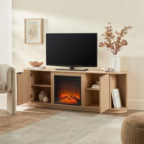 Chloe Modern Scandinavian Reeded Fireplace TV Stand in 2 Sizes