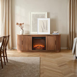 Chloe Modern Scandinavian Reeded Fireplace TV Stand in 2 Sizes-Fireplace-Parc Decor