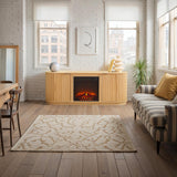 Chloe Modern Scandinavian Reeded Fireplace TV Stand in 2 Sizes-Fireplace-Parc Decor