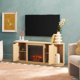 Chloe Modern Scandinavian Reeded Fireplace TV Stand in 2 Sizes-Fireplace-Parc Decor