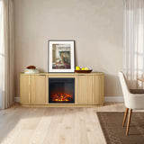 Chloe Modern Scandinavian Reeded Fireplace TV Stand in 2 Sizes-Fireplace-Parc Decor