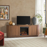 Chloe Modern Scandinavian Reeded Fireplace TV Stand in 2 Sizes-Fireplace-Parc Decor