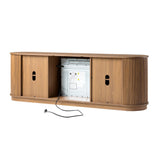 Chloe Modern Scandinavian Reeded Fireplace TV Stand in 2 Sizes-Fireplace-Parc Decor