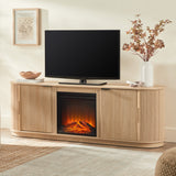 Chloe Modern Scandinavian Reeded Fireplace TV Stand in 2 Sizes-Fireplace-Parc Decor