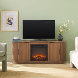 Chloe Modern Scandinavian Reeded Fireplace TV Stand in 2 Sizes-Fireplace-Parc Decor