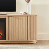Chloe Modern Scandinavian Reeded Fireplace TV Stand in 2 Sizes-Fireplace-Parc Decor