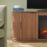 Chloe Modern Scandinavian Reeded Fireplace TV Stand in 2 Sizes-Fireplace-Parc Decor