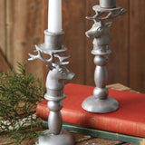 Christmas Reindeer Taper Candle Holders in Metal (Set of 2)-Candleholder-Parc Decor
