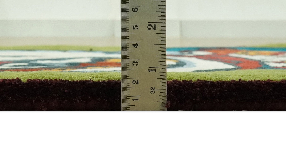 Christmas Rug 2x3 Ivory, Blue and Green Santa Claus Rug for Kids room, Kids Rug-Area Rug-Parc Decor