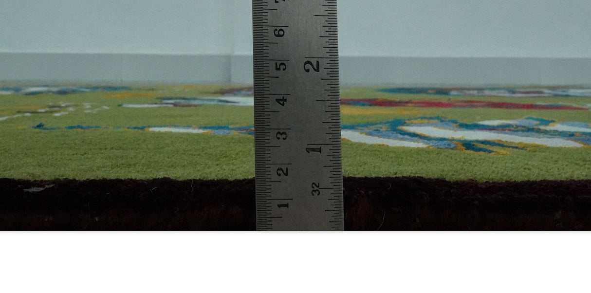 Christmas Rug 5x8 Colorful Santa, Reindeer and Candy Cane Green for kids room-Area Rug-Parc Decor