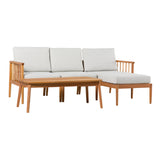 Circa Modern 4-Piece Spindle Solid Wood Outdoor L-Shaped Sectional Set-Outdoor-Parc Decor