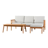 Circa Modern 4-Piece Spindle Solid Wood Outdoor L-Shaped Sectional Set-Outdoor-Parc Decor