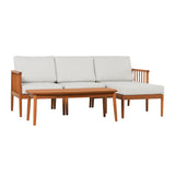 Circa Modern 4-Piece Spindle Solid Wood Outdoor L-Shaped Sectional Set-Outdoor-Parc Decor