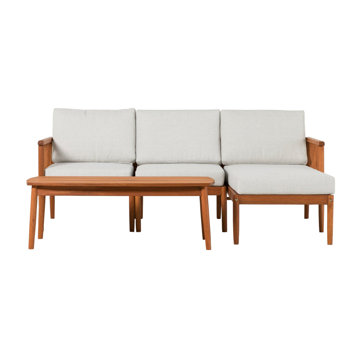 Circa Modern 4-Piece Spindle Solid Wood Outdoor L-Shaped Sectional Set-Outdoor-Parc Decor