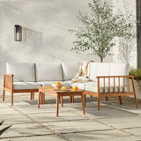 Circa Modern 6-Piece Spindle Solid Wood Outdoor Sectional and Coffee Table-Outdoor-Parc Decor