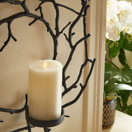 Circular Black Branch Wall Candle Holder-Candle Holder-Parc Decor