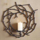 Circular Black Branch Wall Candle Holder-Candle Holder-Parc Decor