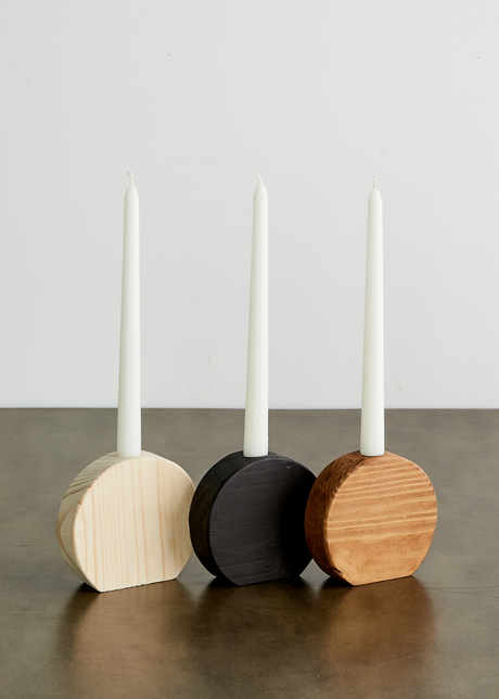 Circular Natural Wood Taper Candle Holder-Décor-Parc Decor