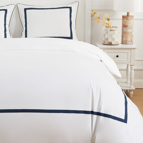 Classic Double Border Percale Cotton Duvet Set-Duvet-Parc Decor