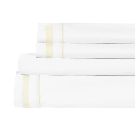 Classic Double Border Percale Cotton Sheet Set