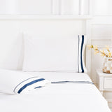 Classic Double Border Percale Cotton Sheet Set