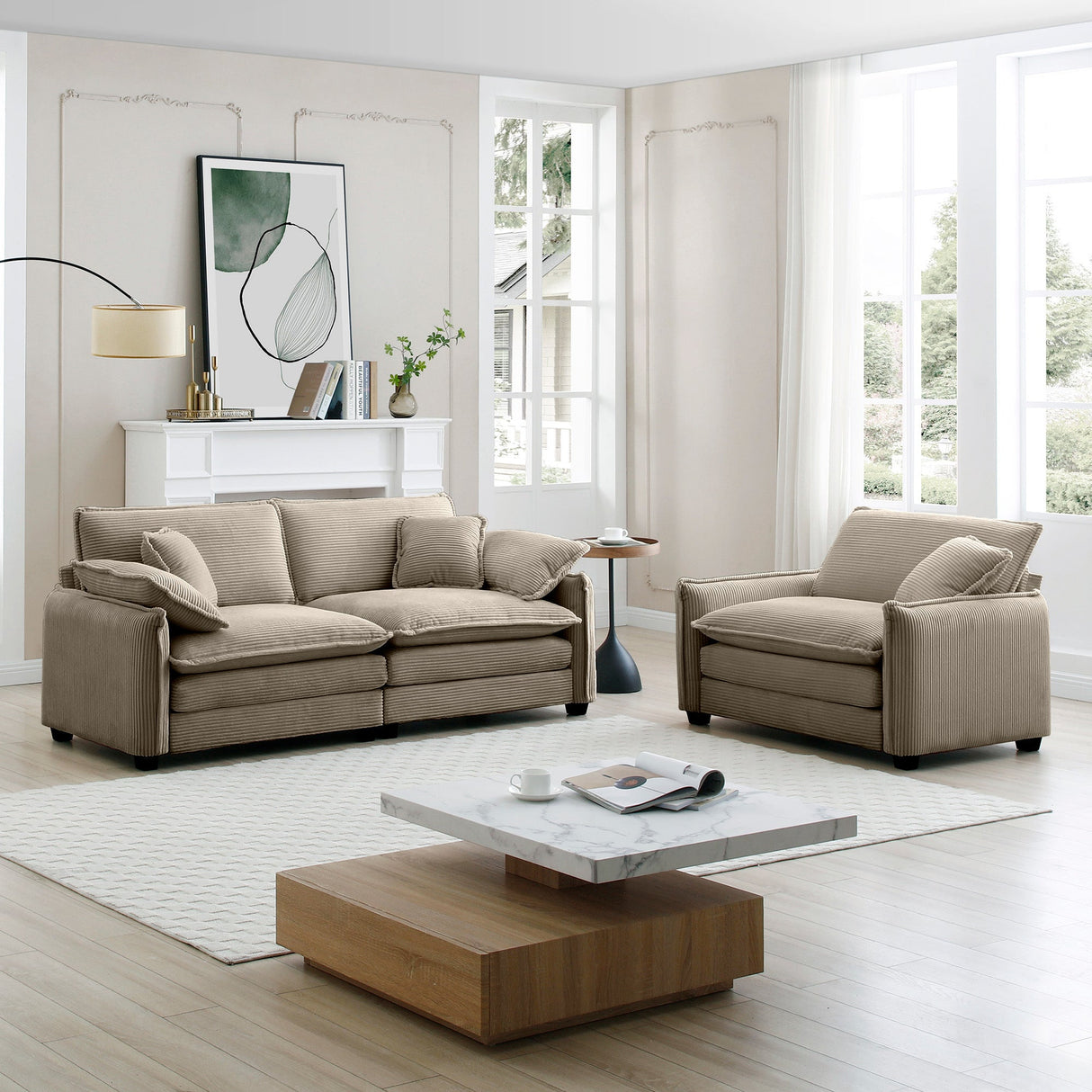 Cloud Deep Seat Loveseat Sofa Set-sofa-Parc Decor