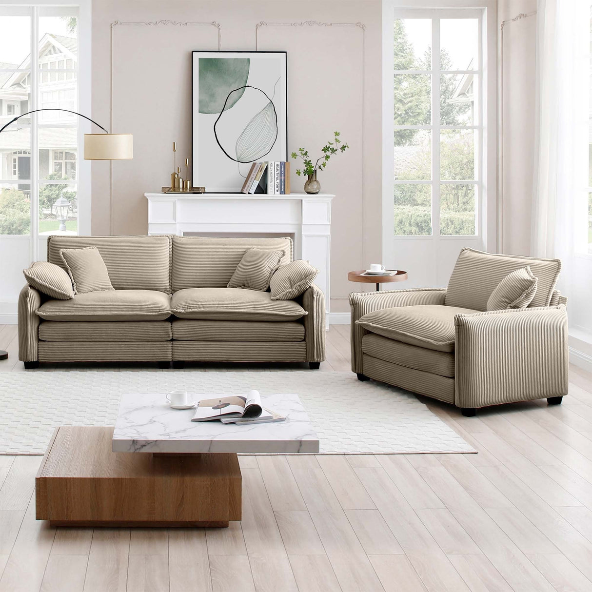 Cloud Deep Seat Loveseat Sofa Set-sofa-Parc Decor