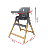 Clover Wooden Baby High Chair | Montessori Feeding Chair with Tray, Adjustable Footrest & 5-Point Harness