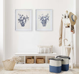 Coastal Blue and Natural Woven Storage Baskets with Handles (Set of 2)-Storage Baskets-Parc Decor