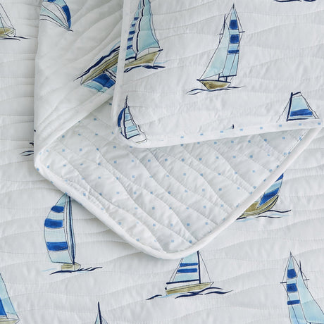 Coastal Blue Sailboat Quilt Set - Marzano Collection-Quilts & Comforters-Parc Decor