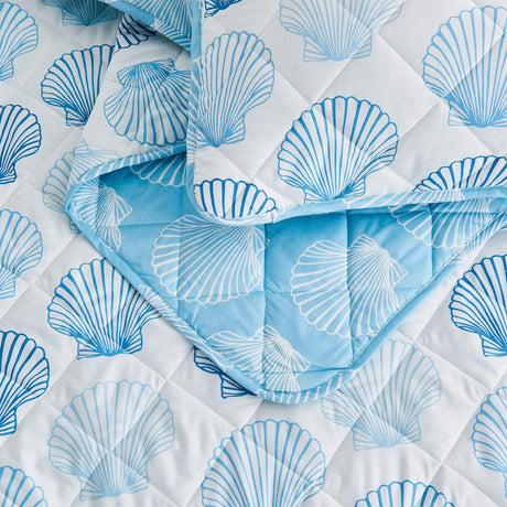 Coastal Blue Seashell Quilt Set - Cersi Collection-Quilts & Comforters-Parc Decor