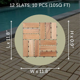Coastal Natural Teak Outdoor Interlocking Tiles, 12 Slat (10 sq ft)