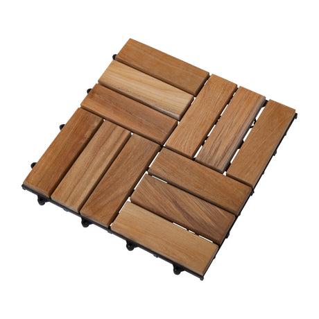 Coastal Natural Teak Outdoor Interlocking Tiles-Floor Tile-Parc Decor