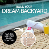 Coastal Natural Teak Outdoor Interlocking Tiles-Floor Tile-Parc Decor