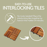 Coastal Oiled Teak Outdoor Interlocking Tiles, 12 Slat (10 sq ft)