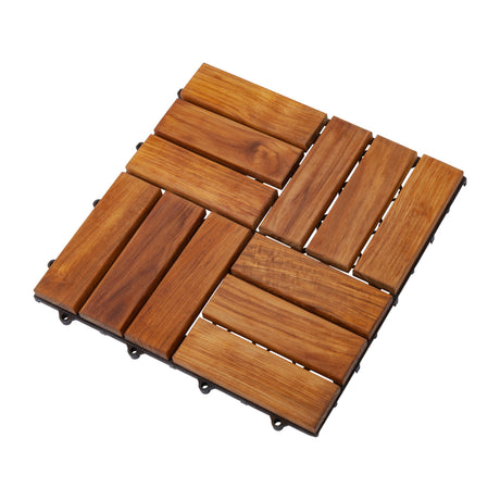 Coastal Oiled Teak Outdoor Interlocking Tiles-Floor Tile-Parc Decor